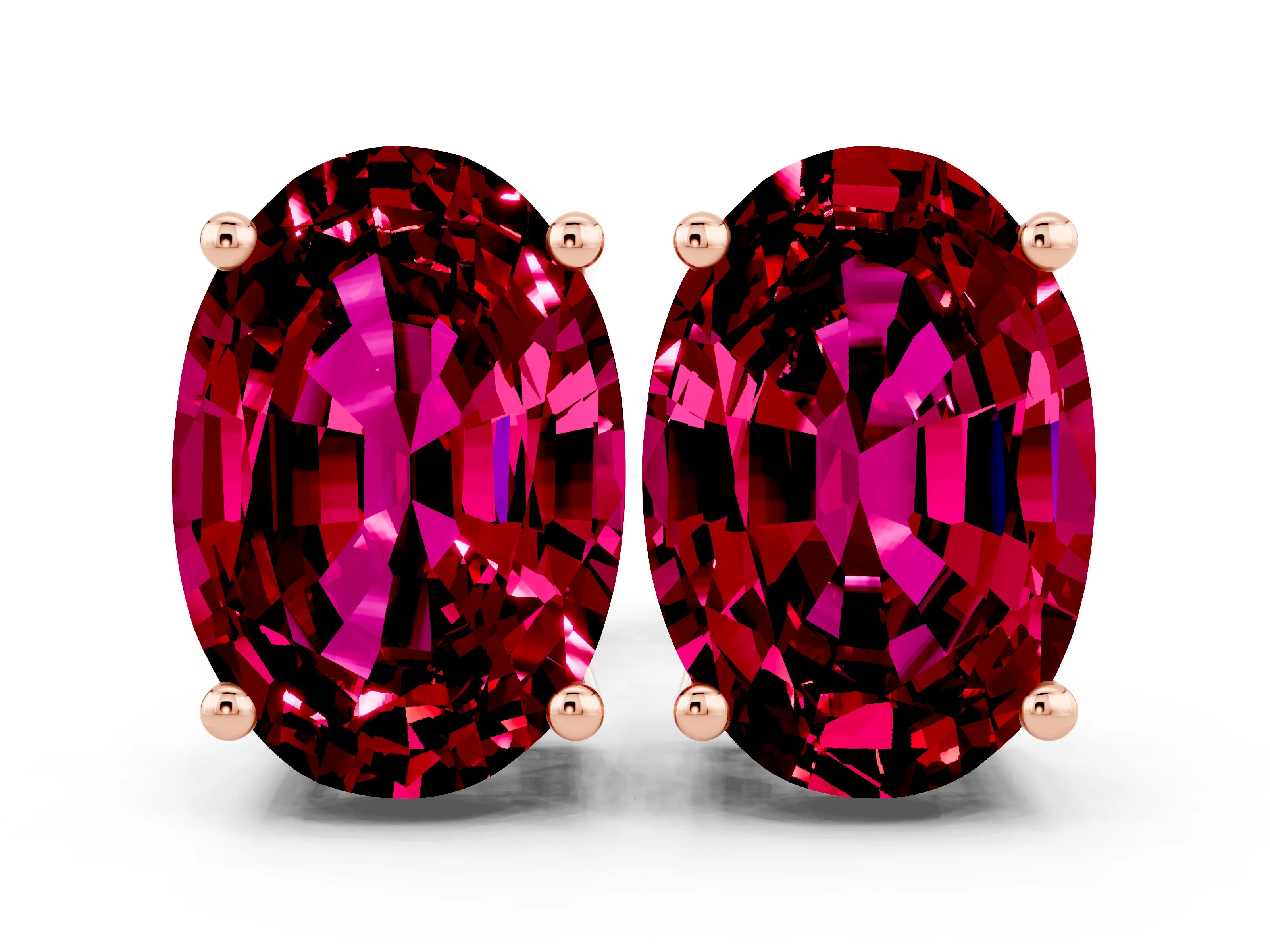 Rose gold Oval Cut Garnet Stud Earrings_30