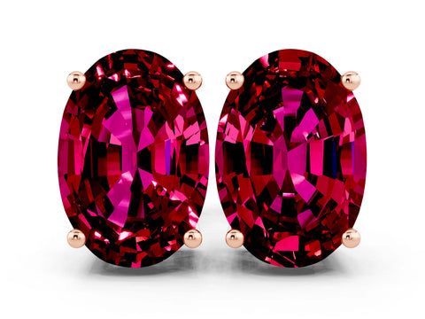 Rose gold Oval Cut Garnet Stud Earrings_30