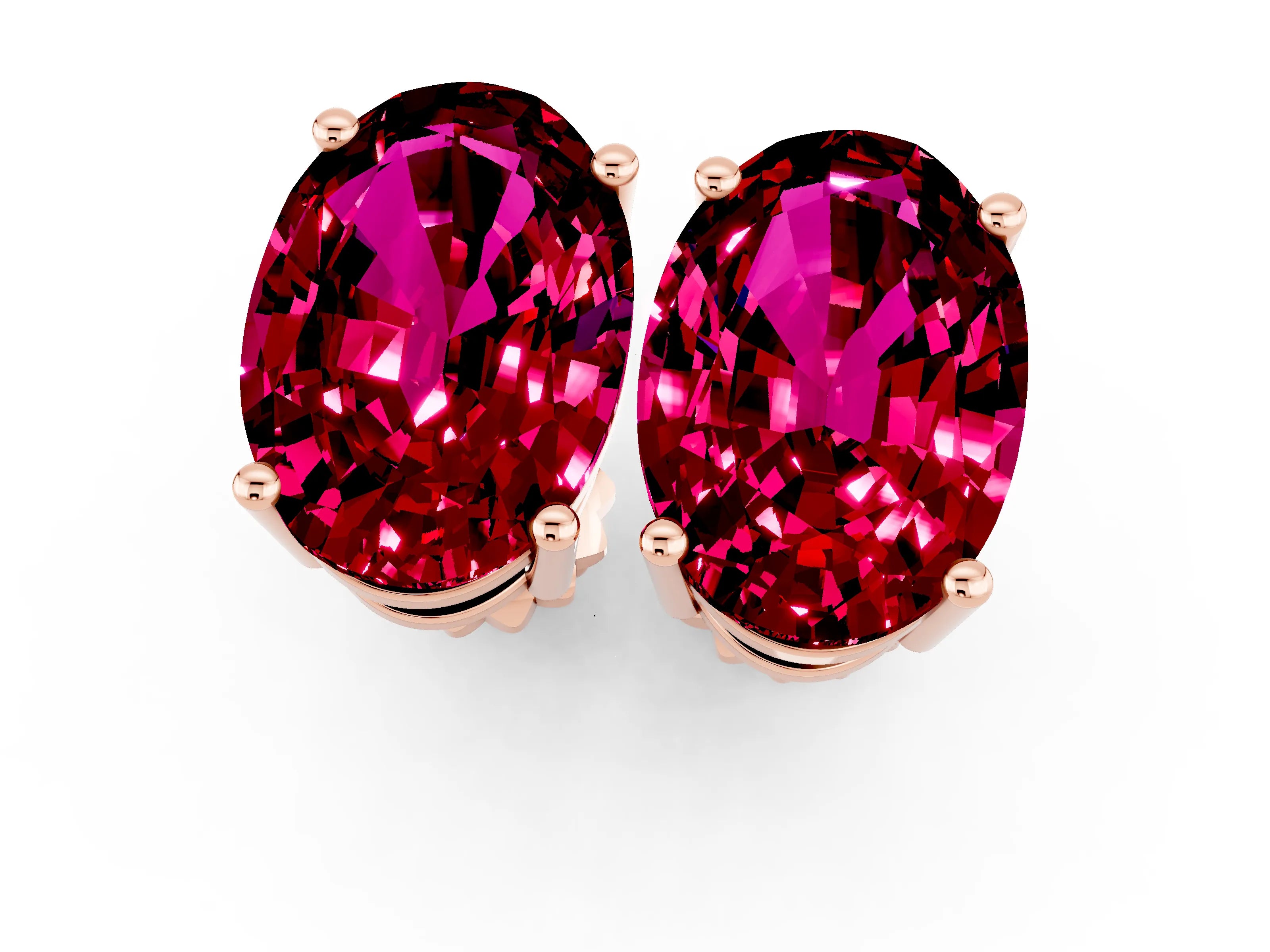 Rose gold Oval Cut Garnet Stud Earrings_31