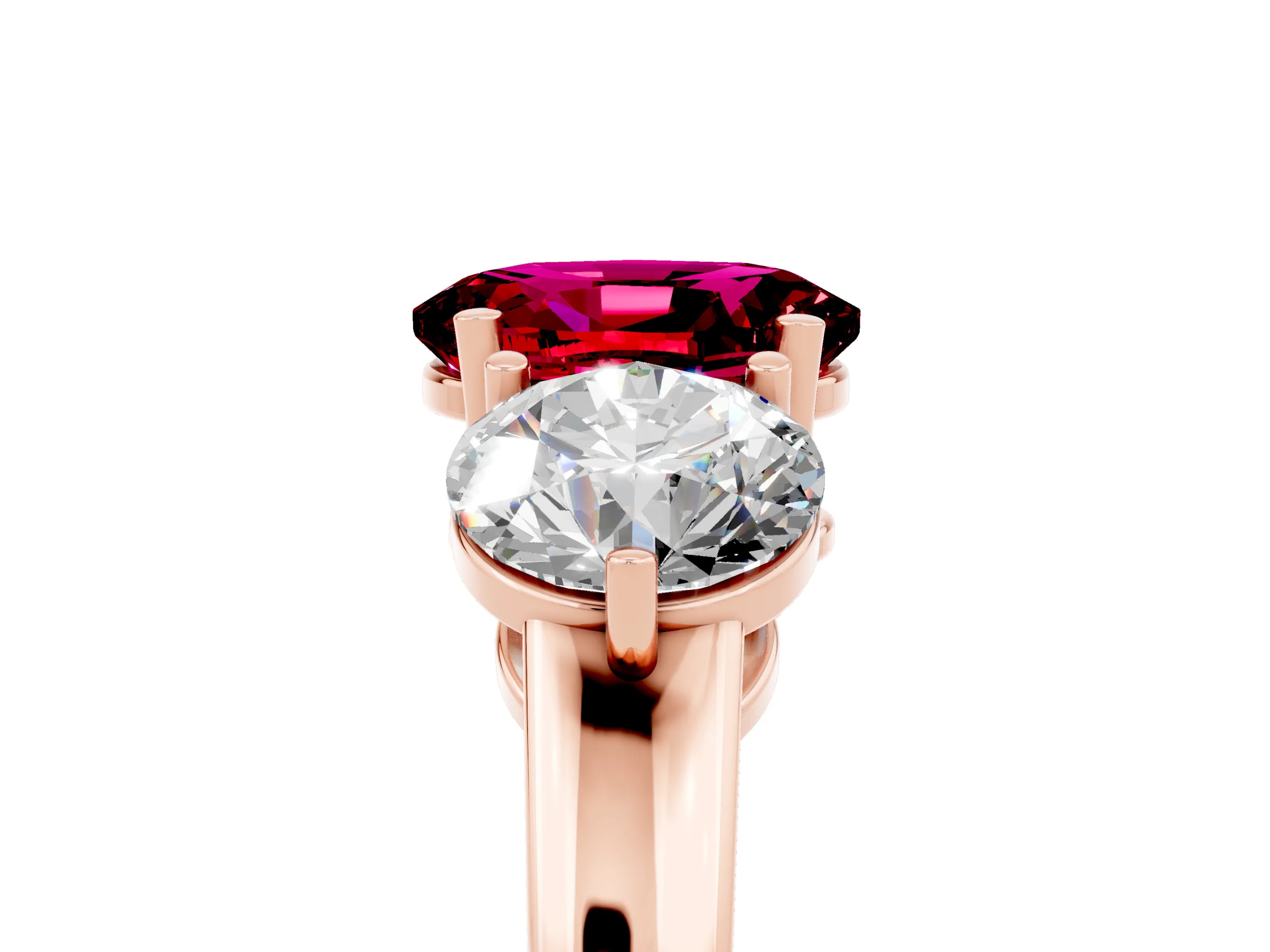 Rose gold Oval Cut Garnet Three-Stone Ring with Prong Setting and Classic Band_5