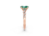 Rose gold Oval Cut Green Sapphire Cluster Side Stone Solitaire Ring with Prong Setting_26