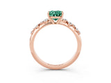 Rose gold Oval Cut Green Sapphire Cluster Side Stone Solitaire Ring with Prong Setting_27