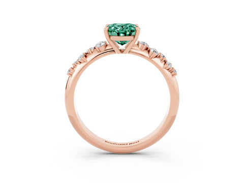 Rose gold Oval Cut Green Sapphire Cluster Side Stone Solitaire Ring with Prong Setting_27