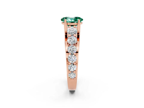 Rose gold Oval Cut Green Sapphire Engagement Ring with Pavé Band and Four-Prong Setting_2
