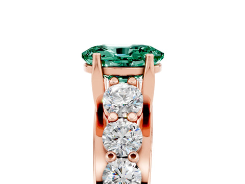 Rose gold Oval Cut Green Sapphire Engagement Ring with Pavé Band and Four-Prong Setting_5