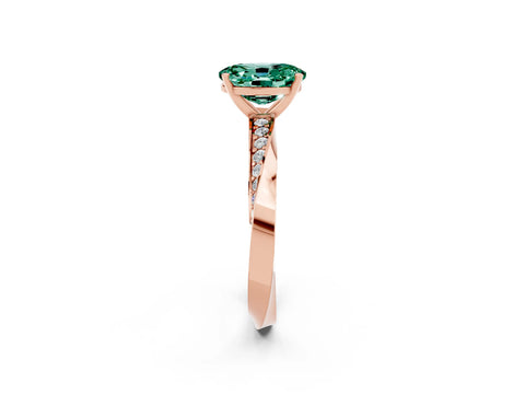 Rose gold Oval Cut Green Sapphire Engagement Ring with Side Stone Accents and Four-Prong Setting_29