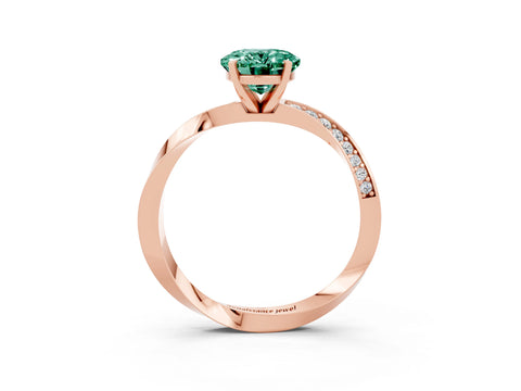 Rose gold Oval Cut Green Sapphire Engagement Ring with Side Stone Accents and Four-Prong Setting_30