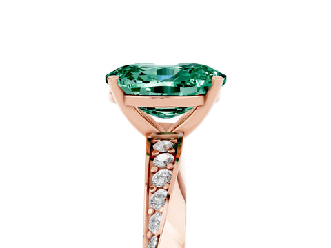 Rose gold Oval Cut Green Sapphire Engagement Ring with Side Stone Accents and Four-Prong Setting_32