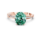 Rose gold Oval Cut Green Sapphire Engagement Ring with Side Stone Accents and Four-Prong Setting_60