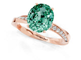 Rose gold Oval Cut Green Sapphire Engagement Ring with Side Stone Accents and Four-Prong Setting_61
