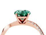 Rose gold Oval Cut Green Sapphire Engagement Ring with Side Stone Accents and Four-Prong Setting_64