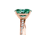 Rose gold Oval Cut Green Sapphire Engagement Ring with Side Stone Accents and Four-Prong Setting_65