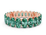 Rose gold Oval Cut Green Sapphire Eternity Band with Shared Prong Setting