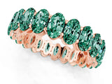 Rose gold Oval Cut Green Sapphire Eternity Band with Shared Prong Setting_1
