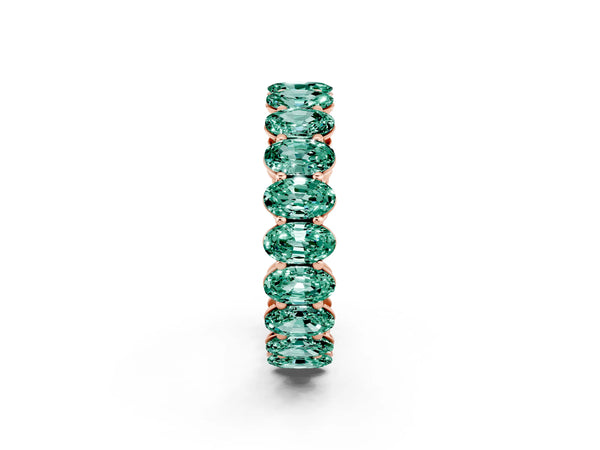Rose gold Oval Cut Green Sapphire Eternity Band with Shared Prong Setting