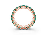 Rose gold Oval Cut Green Sapphire Eternity Band with Shared Prong Setting_3