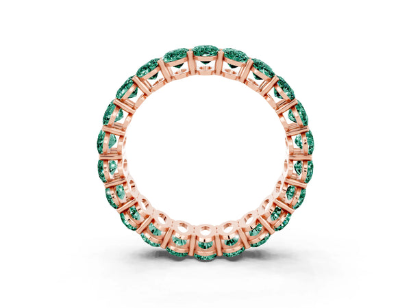 Rose gold Oval Cut Green Sapphire Eternity Band with Shared Prong Setting