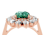 Rose gold Oval Cut Green Sapphire Floral Double Halo Engagement Ring with Prong Setting_40