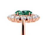 Rose gold Oval Cut Green Sapphire Floral Double Halo Engagement Ring with Prong Setting_41