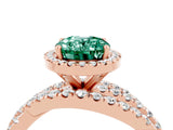 Rose gold Oval Cut Green Sapphire Halo Ring with Round Split Shank and Prong Setting_52