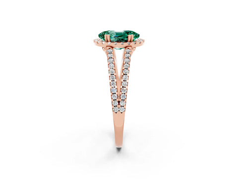Rose gold Oval Cut Green Sapphire Halo Split Shank Engagement Ring_14