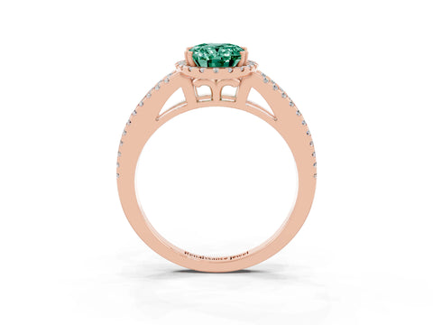 Rose gold Oval Cut Green Sapphire Halo Split Shank Engagement Ring_15