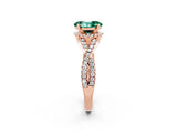 Rose gold Oval Cut Green Sapphire Halo Twist Band Solitaire Prong Setting Ring_2