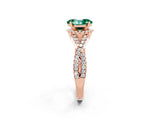 Rose gold Oval Cut Green Sapphire  Halo Twist Band Solitaire Prong Setting Ring_38