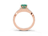 Rose gold Oval Cut Green Sapphire  Halo Twist Band Solitaire Prong Setting Ring_39