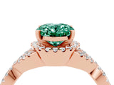 Rose gold Oval Cut Green Sapphire  Halo Twist Band Solitaire Prong Setting Ring_40