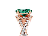 Rose gold Oval Cut Green Sapphire  Halo Twist Band Solitaire Prong Setting Ring_41