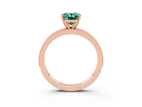 Rose gold Oval Cut Green Sapphire Milgrain Pavé Engagement Ring with Four-Prong Setting_15