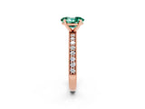 Rose gold Oval Cut Green Sapphire Milgrain Pavé Engagement Ring with Four-Prong Setting_24
