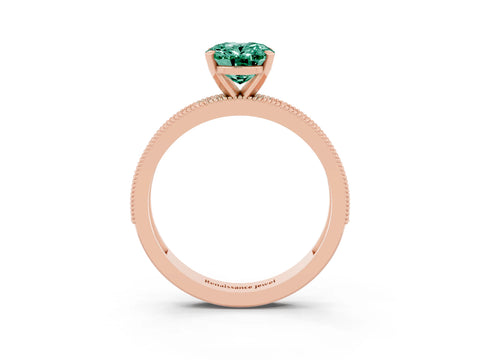 Rose gold Oval Cut Green Sapphire Milgrain Pavé Engagement Ring with Four-Prong Setting_25