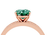 Rose gold Oval Cut Green Sapphire Milgrain Pavé Engagement Ring with Four-Prong Setting_26