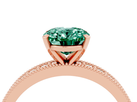 Rose gold Oval Cut Green Sapphire Milgrain Pavé Engagement Ring with Four-Prong Setting_26