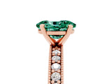 Rose gold Oval Cut Green Sapphire Milgrain Pavé Engagement Ring with Four-Prong Setting_27