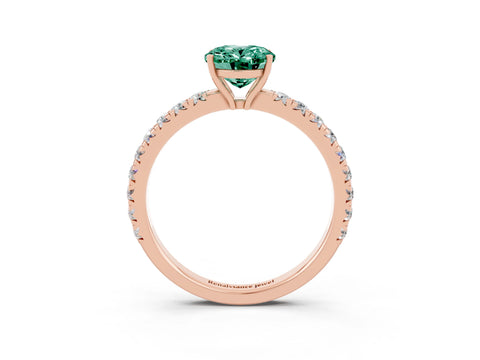 Rose gold Oval Cut Green Sapphire Pavé Solitaire Engagement Ring with Four-Prong Setting_15