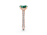Rose gold Oval Cut Green Sapphire Pavé Solitaire Ring with Round Band and Prong Setting_26