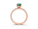 Rose gold Oval Cut Green Sapphire Pavé Solitaire Ring with Round Band and Prong Setting_27
