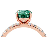 Rose gold Oval Cut Green Sapphire Pavé Solitaire Ring with Round Band and Prong Setting_28