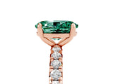 Rose gold Oval Cut Green Sapphire Pavé Solitaire Ring with Round Band and Prong Setting_29