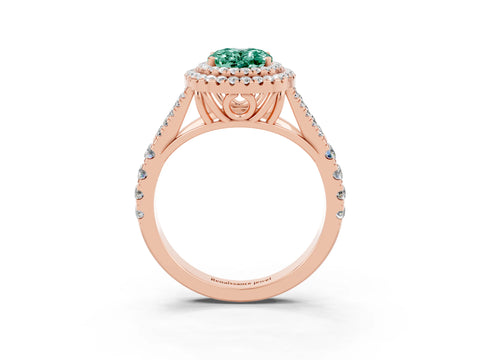 Rose gold Oval Cut Green Sapphire Pavé Split Shank Double Halo Engagement Ring_3