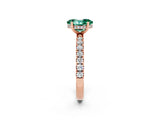 Rose gold Oval Cut Green Sapphire Pave Band Solitaire Ring with Four-Prong Setting_26