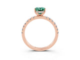Rose gold Oval Cut Green Sapphire Pave Band Solitaire Ring with Four-Prong Setting_27