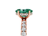 Rose gold Oval Cut Green Sapphire Pave Band Solitaire Ring with Four-Prong Setting_29