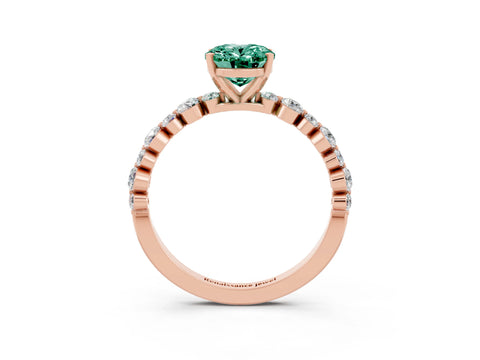 Rose gold Oval Cut Green Sapphire Prong Set Engagement Ring with Pavé Band_3