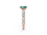 Rose gold Oval Cut Green Sapphire Prong Setting with Side Stones on a Pave Band_2