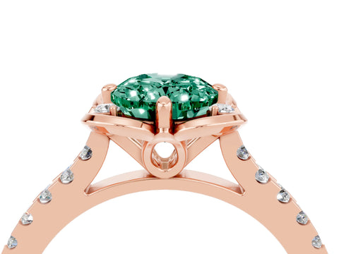 Rose gold Oval Cut Green Sapphire Ring with Pavé Band and Floral Prong Setting_4