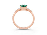 Rose gold Oval Cut Green Sapphire Ring with Side Stones and Four-Prong Setting_75